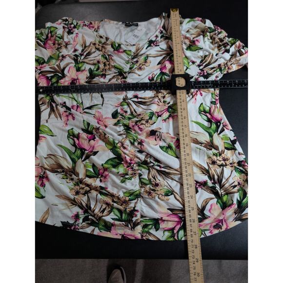 Lane Bryant Rayon Top Floral Women's Plus Size 18 20 1X Short Ruched Sleeve NWT - Picture 13 of 16